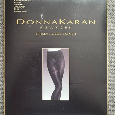Vintage Donna Karan Jersey Suede Toner Control Top Pantyhose Chocolate Small
